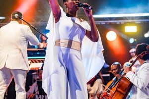 Singer, Fola, on stage at Classic Ibiza Blickling 2023