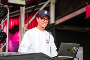 DJ, Alex Charlwood, on stage at Classic Ibiza Blickling 2023